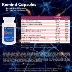 Snana Remind ingredients panel features choline and B vitamins for neural support.