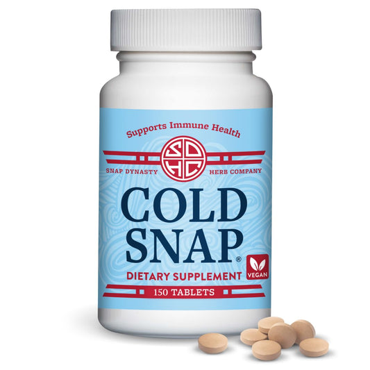 Snap Dynasty Cold Snap bottle front showing vegan immune support formula for all ages
