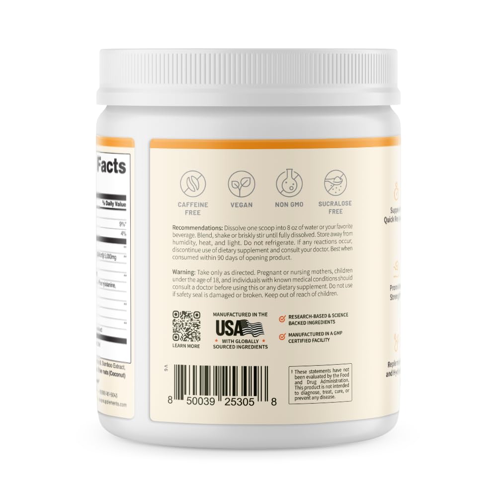 Snap Supplements BCAA Powder ingredients panel shows InstAminos fermentation