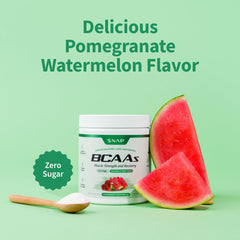 Snap Supplements BCAA powder with pomegranate berry extract for flavor and antioxidants.