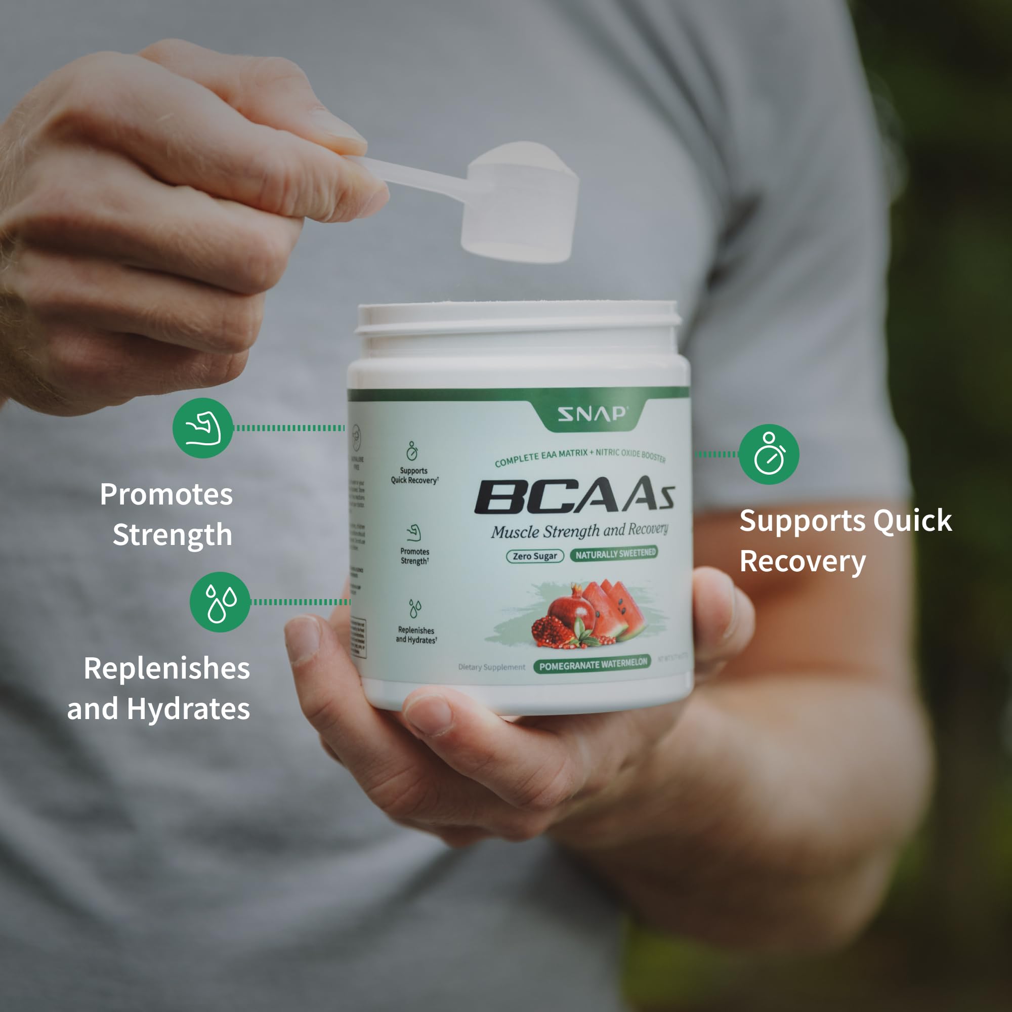 InstAminos vegan technology label on Snap BCAA packaging.