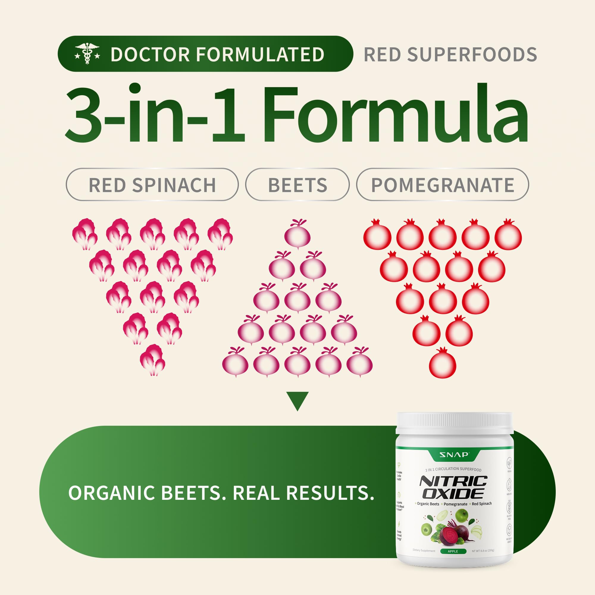 Snap Supplements pouring beet root powder into glass reveals vibrant color and caffeine-free energy.