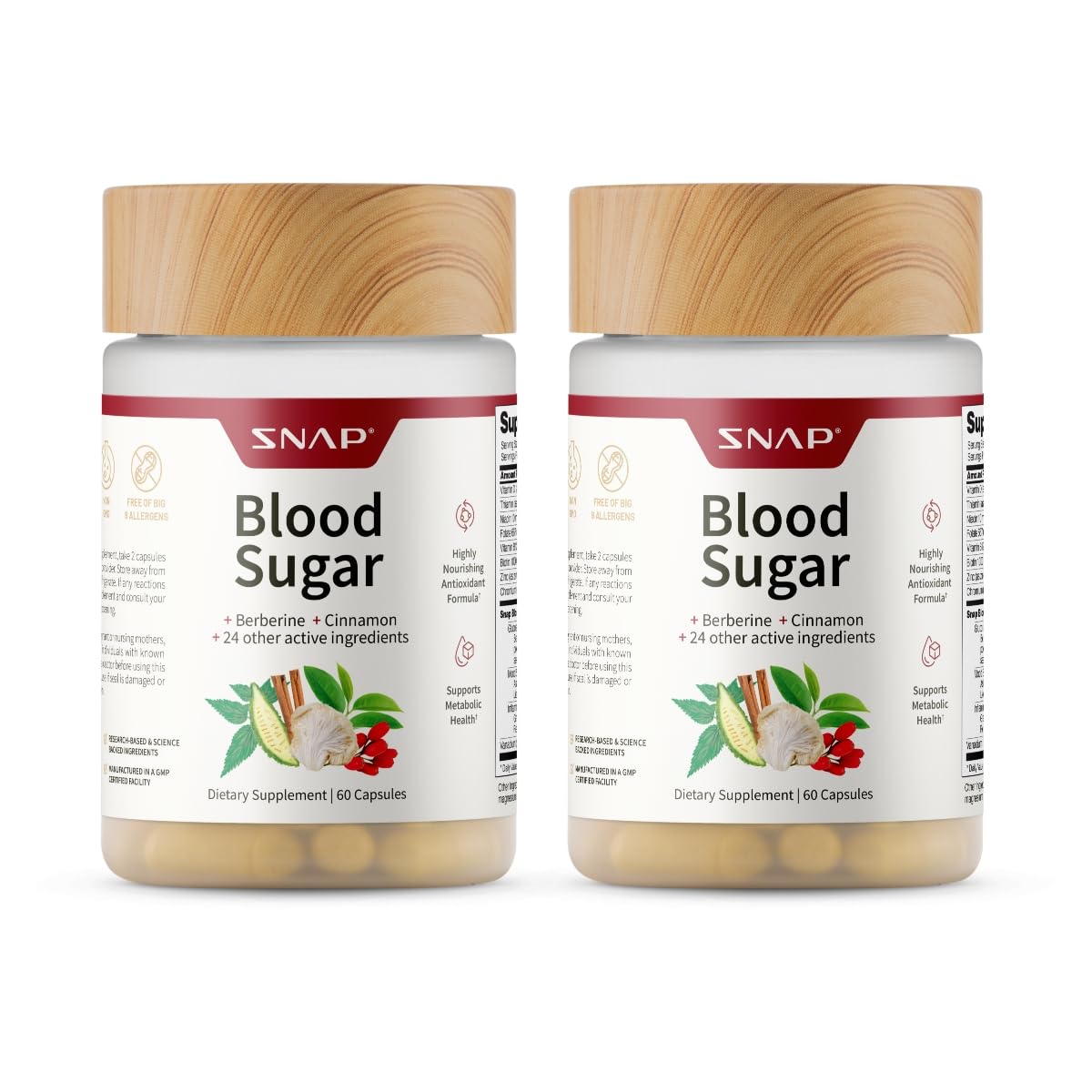 Snap Supplements Blood Sugar Blend bottle with berberine for daily metabolic support
