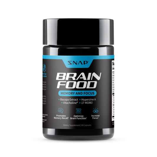 Snap Supplements Brain Booster bottle cap detail with secure seal for freshness.