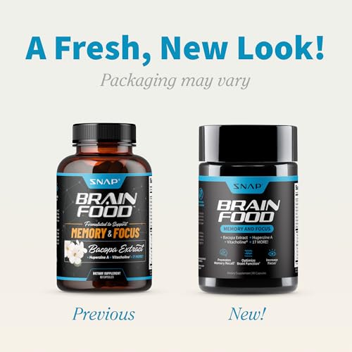 Snap Supplements Brain Booster bottle label highlights bacopa and ginkgo ingredients.