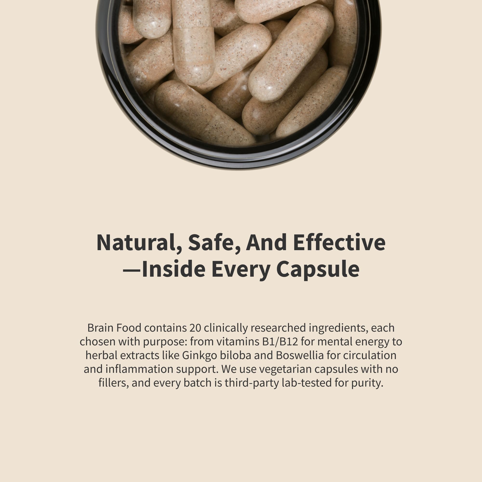 Snap Supplements Brain Booster ginkgo biloba ingredient on packaging.