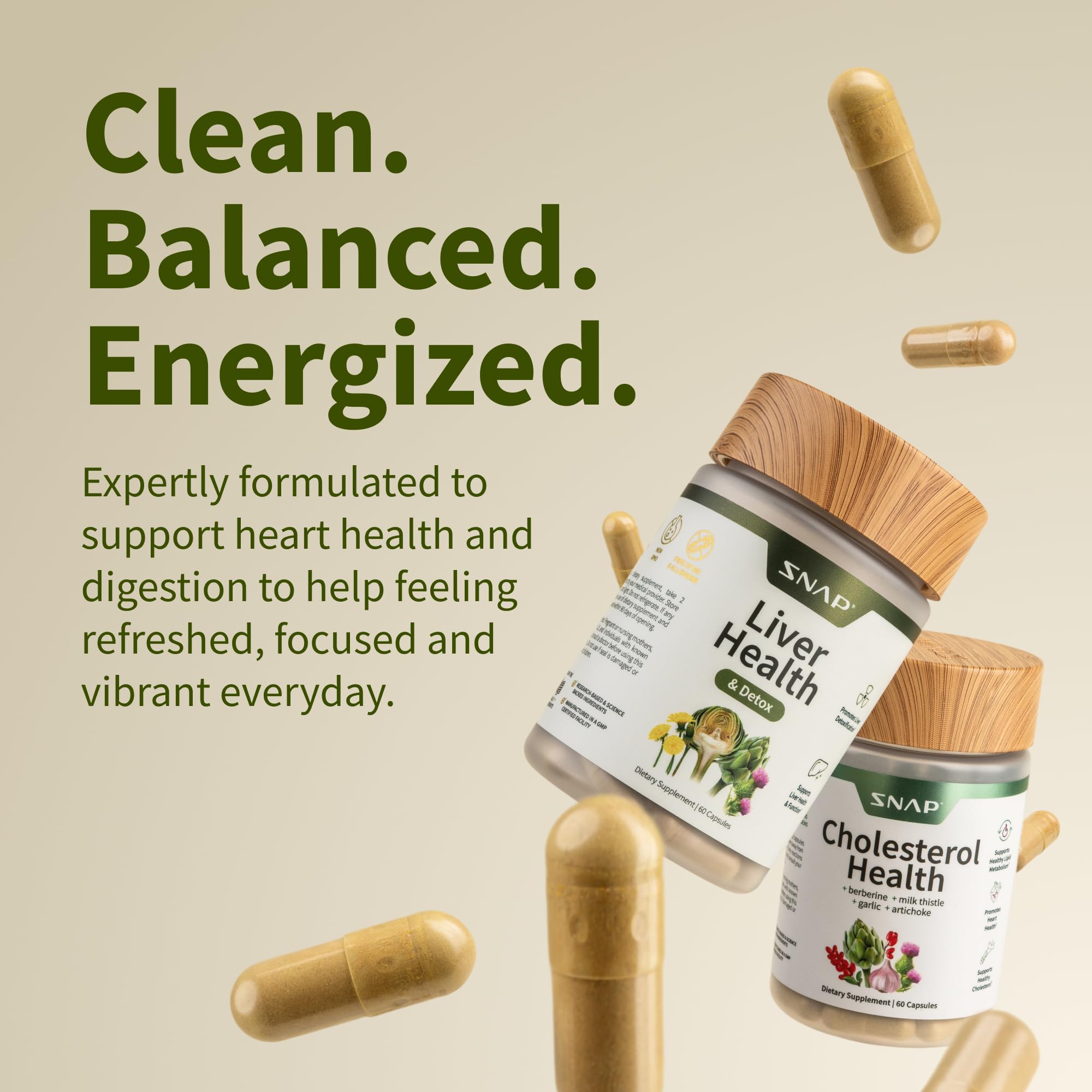 Snap Supplements cholesterol health capsules for easy daily balance.