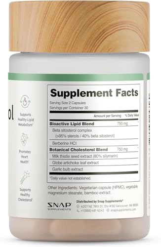 Snap Supplements Cholesterol Health daily pills for routine use.
