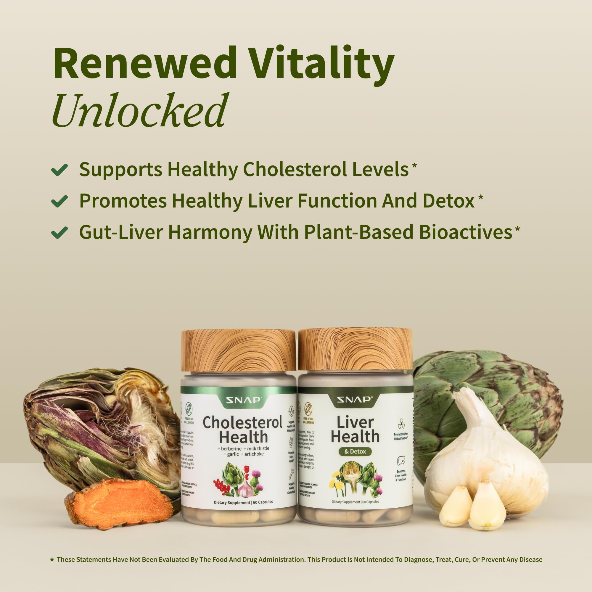 Snap Supplements cholesterol health label highlights beta-sitosterol and natural ingredients.