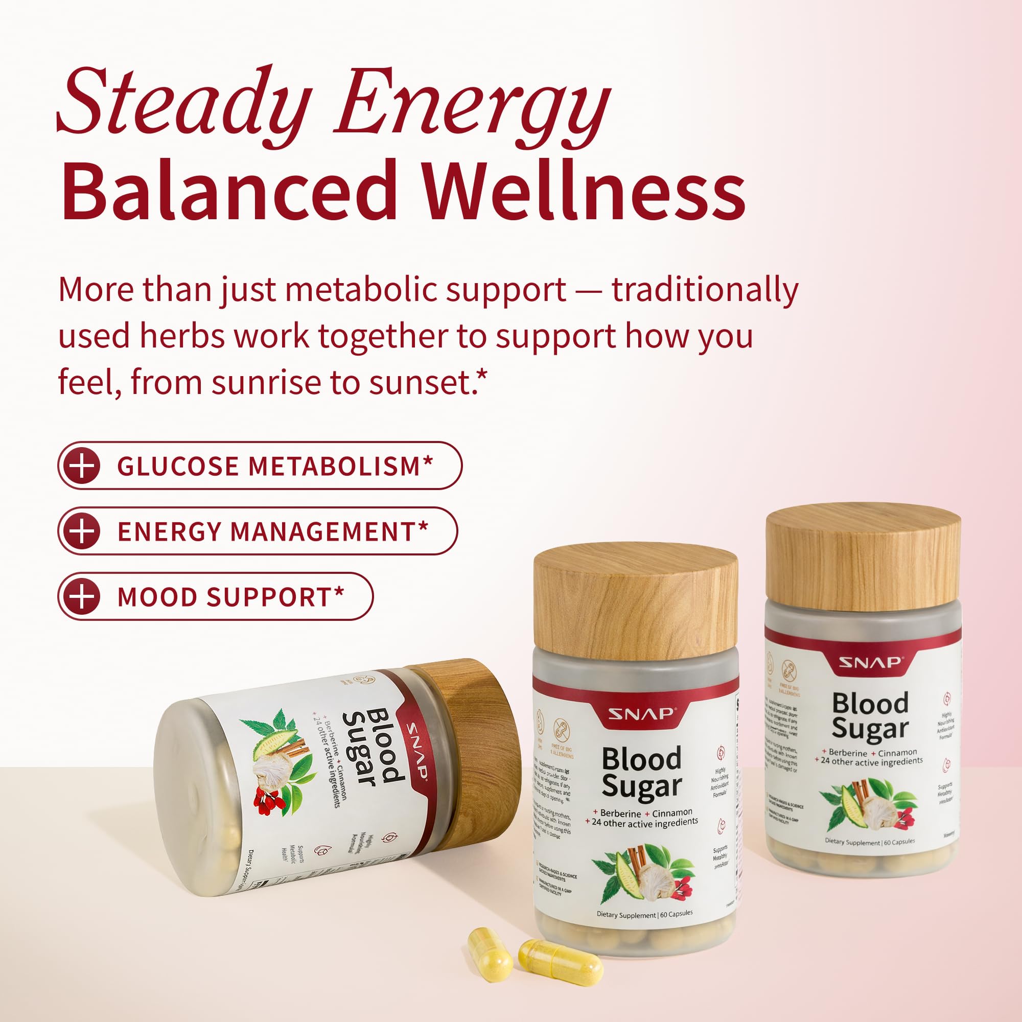 Snap Supplements Cinnamon Gymnema capsules for holistic metabolic support.