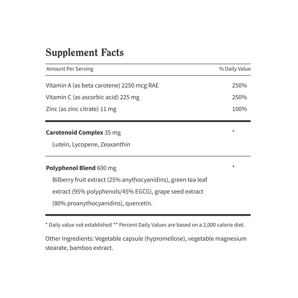 Snap Supplements Eye Health benefits icons scene suggesting blue light protection.