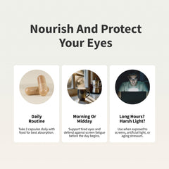 Snap Supplements Eye Health bottle back with usage directions for daily routine.