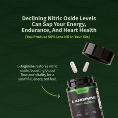 Snap Supplements L Arginine bottle side view for daily use.