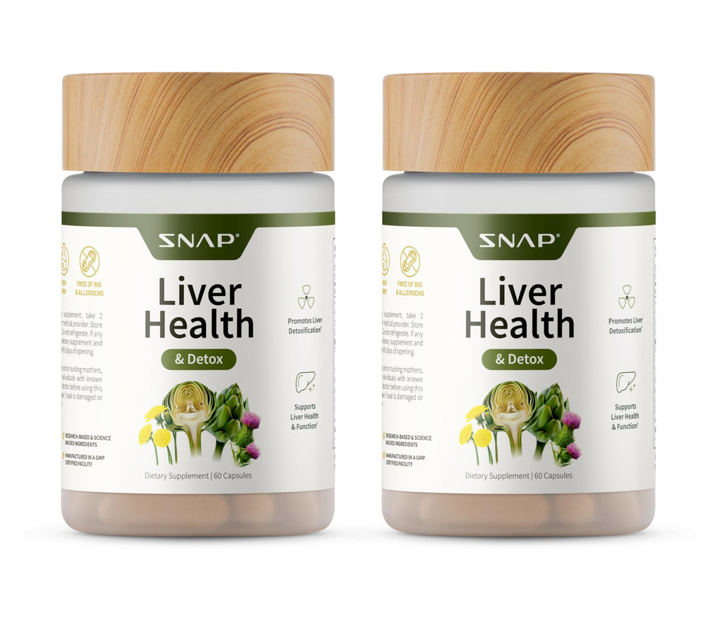 Snap Supplements Liver Health Detox bottle shown for daily liver support