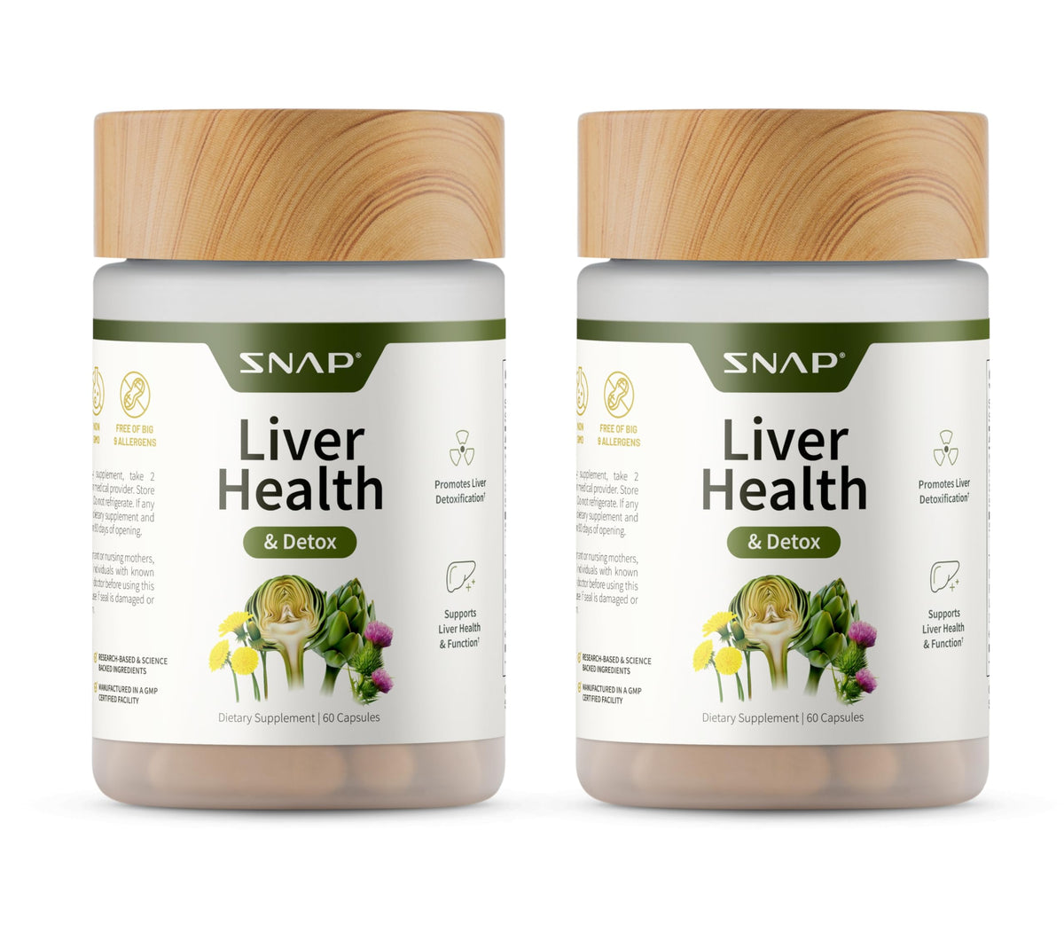 Snap Supplements Liver Health Detox bottle shown for daily liver support