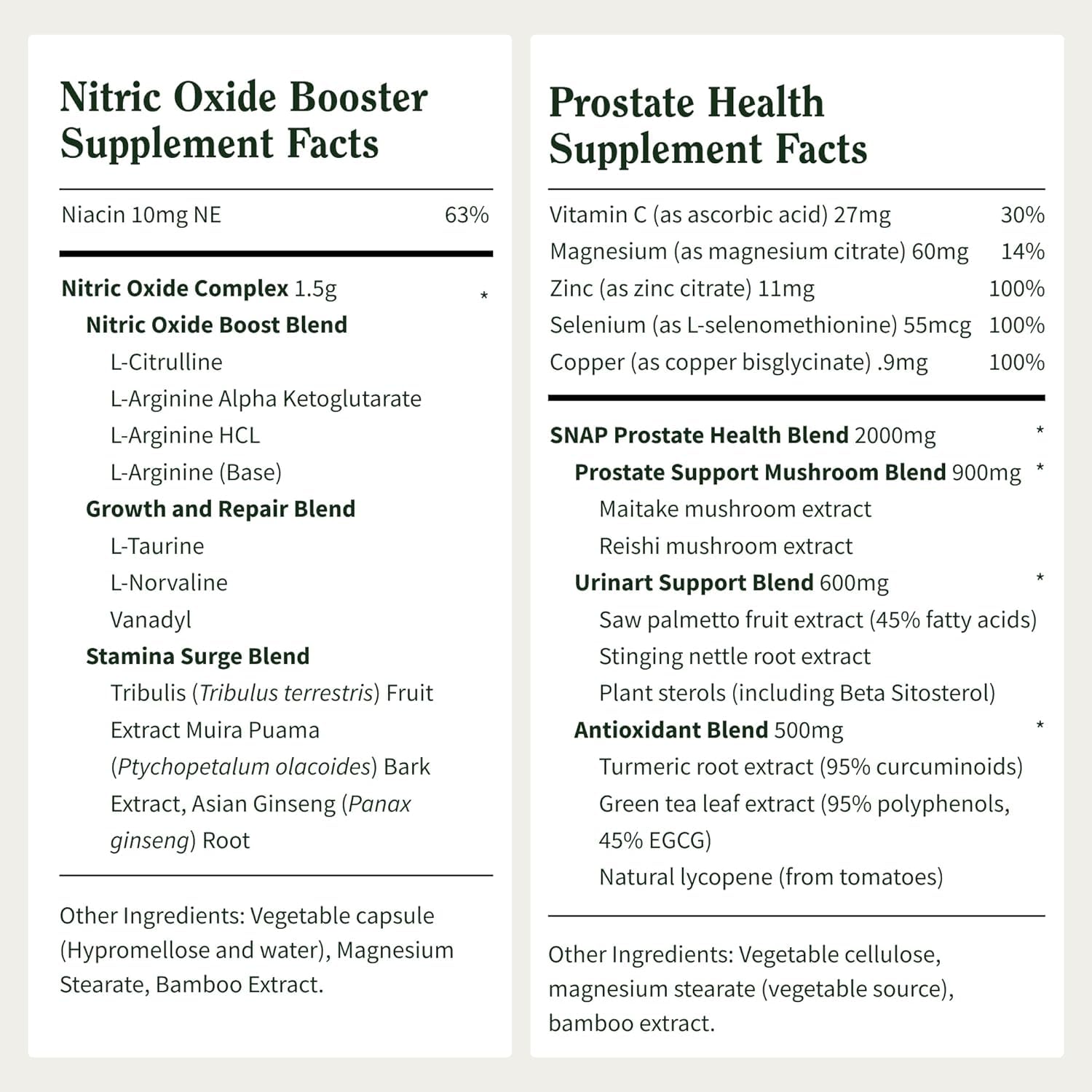 Snap Supplements magnesium and beta-sitosterol highlight immune support.