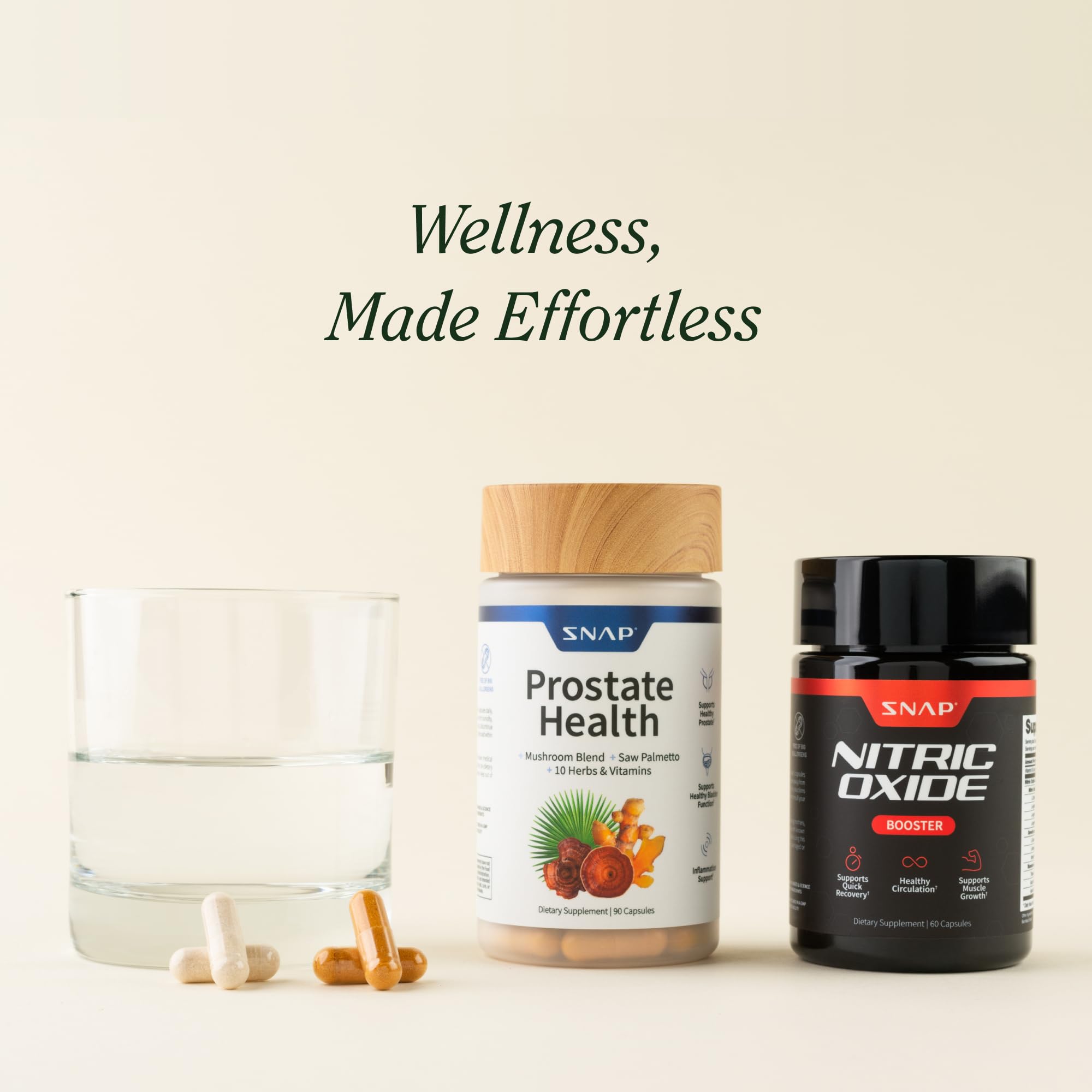 Snap Supplements Nitric Oxide close-up label shows ginseng root.