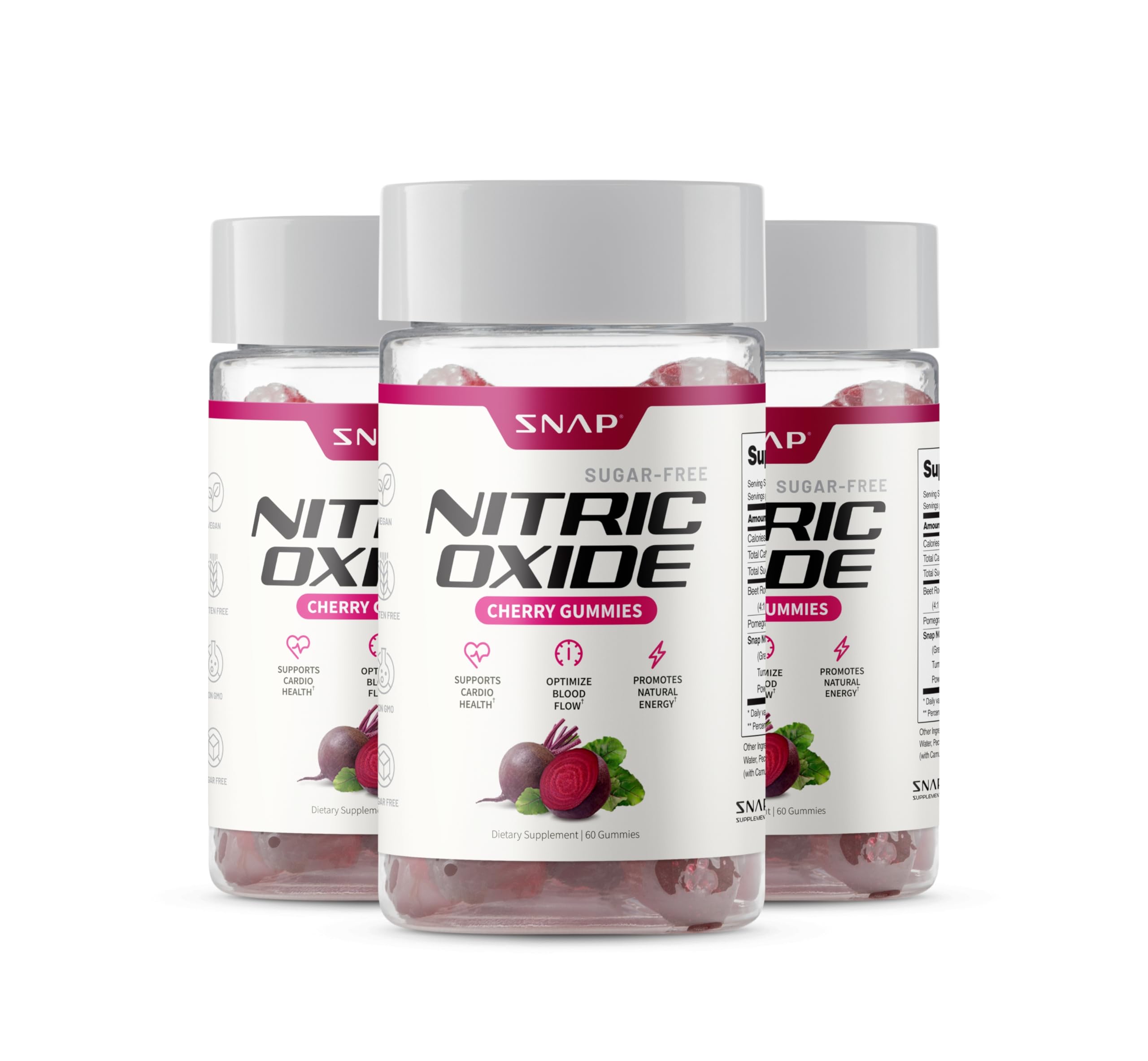 Snap Supplements Nitric Oxide Gummies bottle for on-the-go energy support