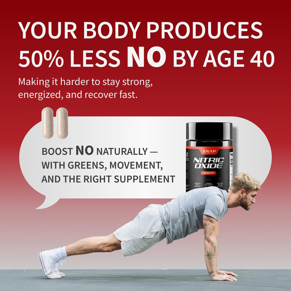 Vegetarian capsules of Snap Supplements Nitric Oxide shown for daily use
