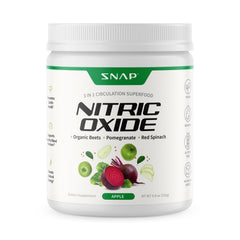 Snap Supplements organic beet root powder bottle showcases vegan nitric oxide support for natural energy.