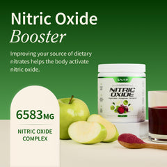 Snap Supplements beet root powder scoop demonstrates easy mixing for a quick energy boost.