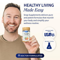 Bottle with spoon showing one-serving portion of Snap Supplements Prostate Health