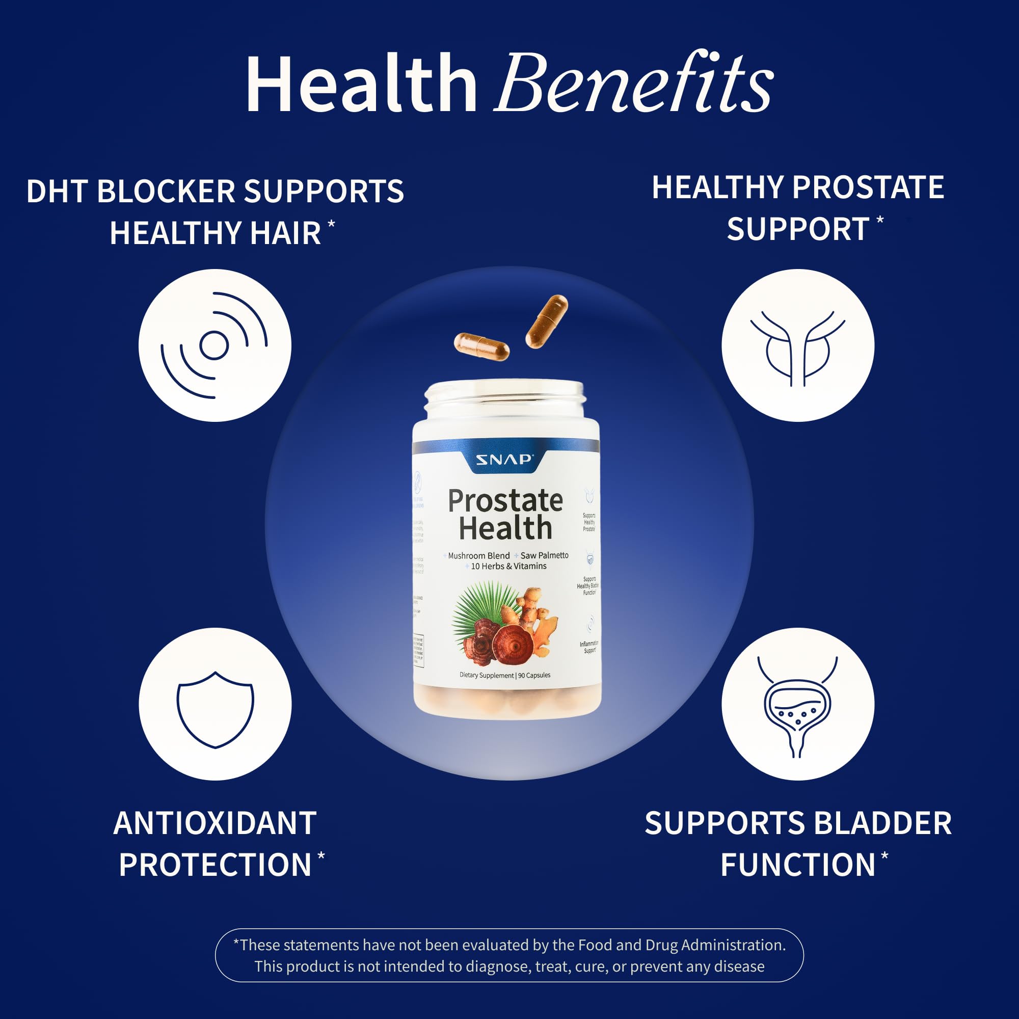 Capsules close-up of Snap Supplements Prostate Health on a clean surface