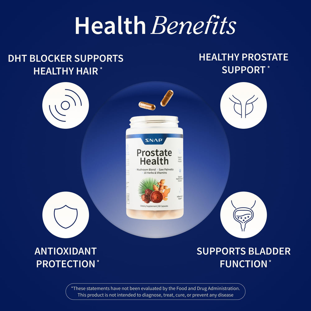 Capsules close-up of Snap Supplements Prostate Health on a clean surface