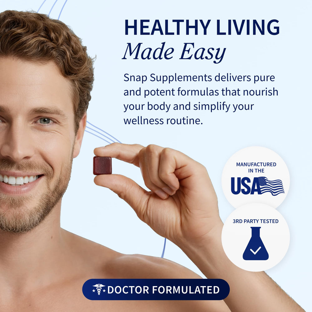 Snap Supplements Prostate Health on a table for at-home use during daily routine.