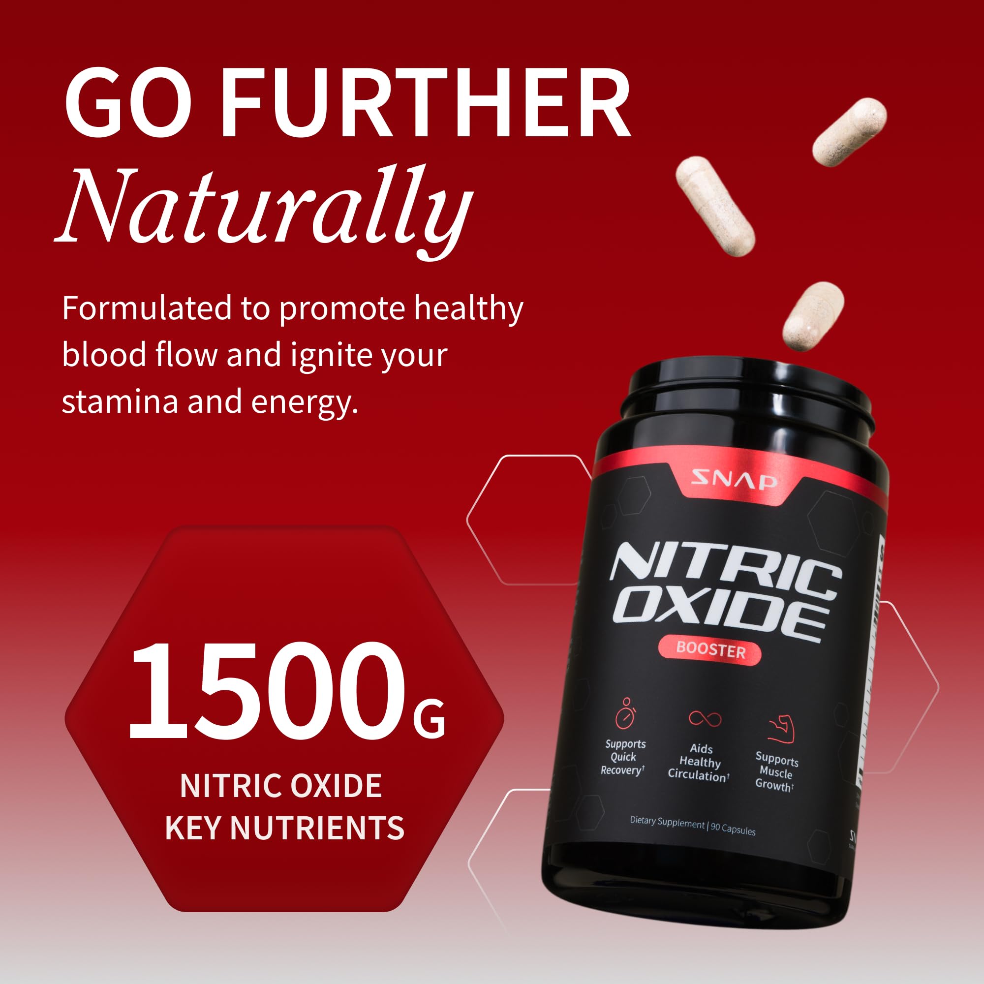 Snap Supplements Testo Booster capsules closeup emphasizing natural energy support