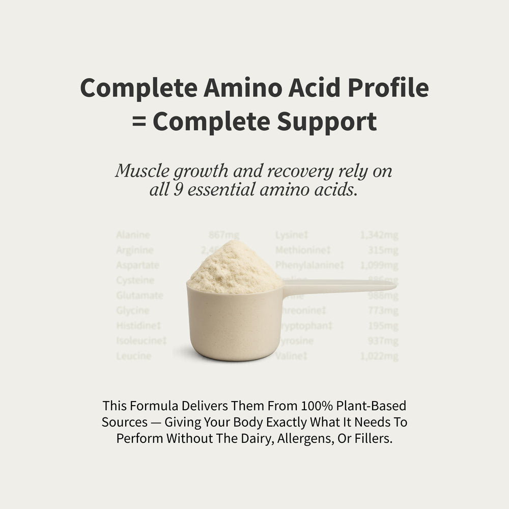 Snap Supplements Vanilla Protein Bottle Back, nutrition facts and amino acids.