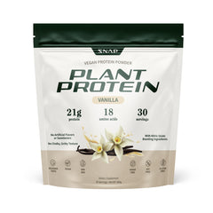 Snap Supplements Vanilla Protein Bottle Front, vegan protein for workouts.