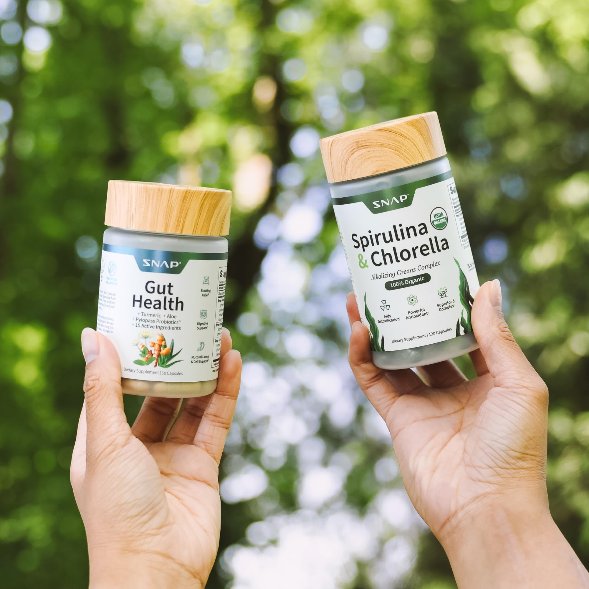 Snap Supplements Vegan Gluten Free badge on bottle highlights inclusivity