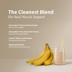 Snap Supplements vegan banana protein shake in glass with smooth texture