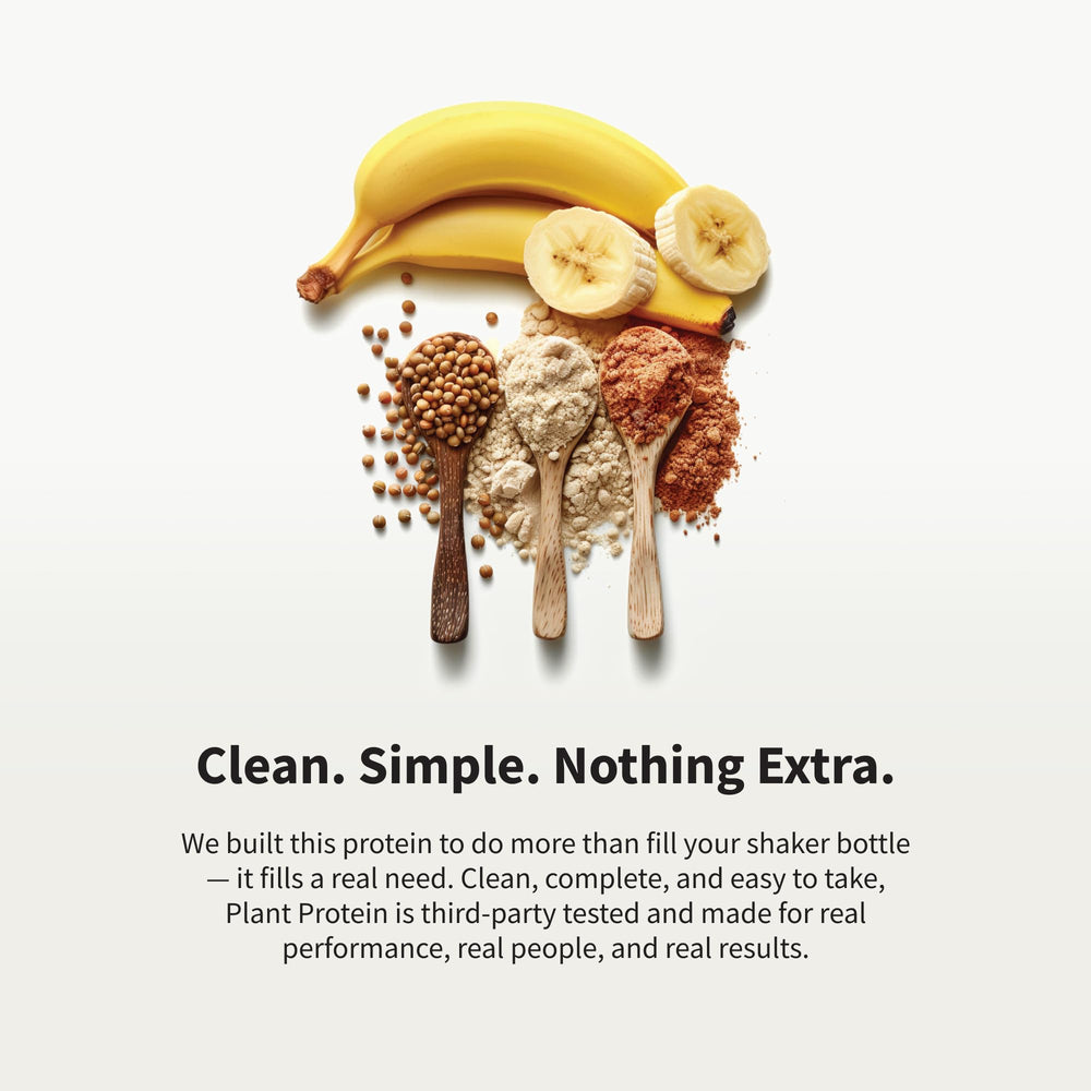 Snap Supplements vegan banana protein bottle beside shaker signaling convenience