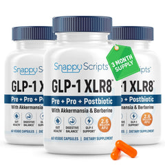 Snappy Scripts GLP-1 XLR8 bottle for daily gut health support