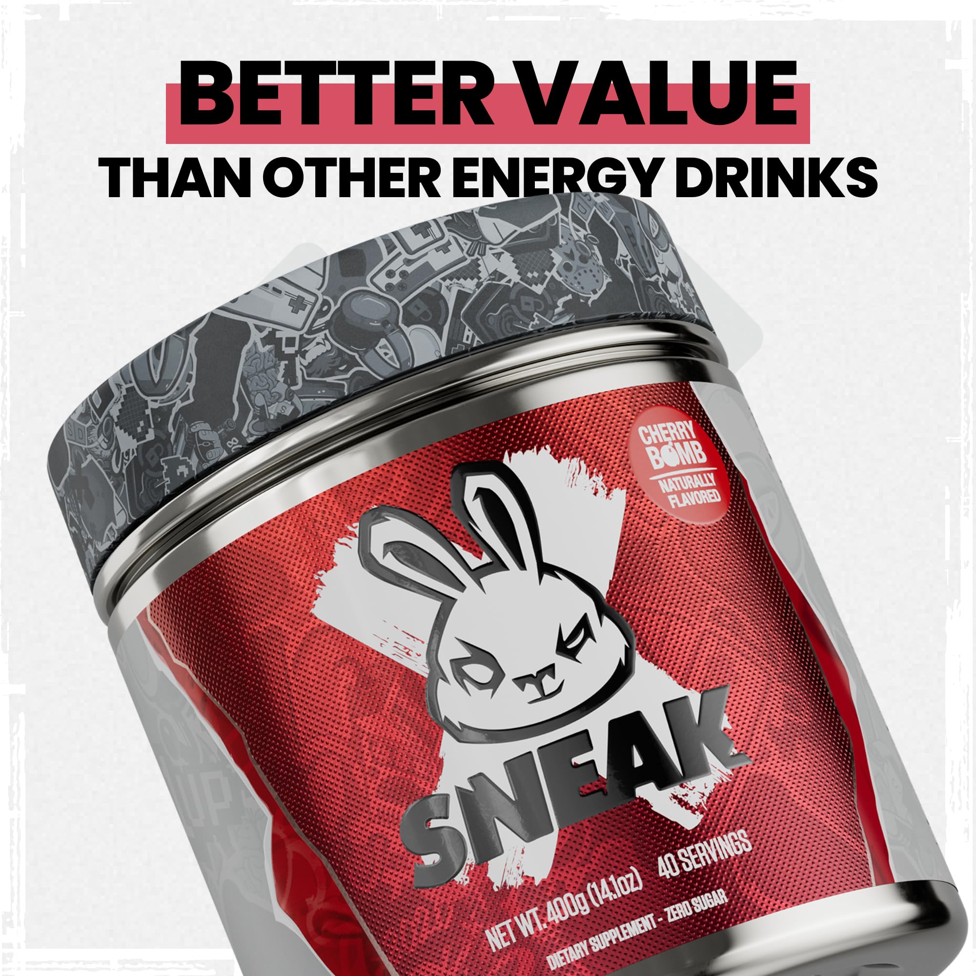 SNEAK Cherry Bomb flavor label closeup highlights natural flavoring.
