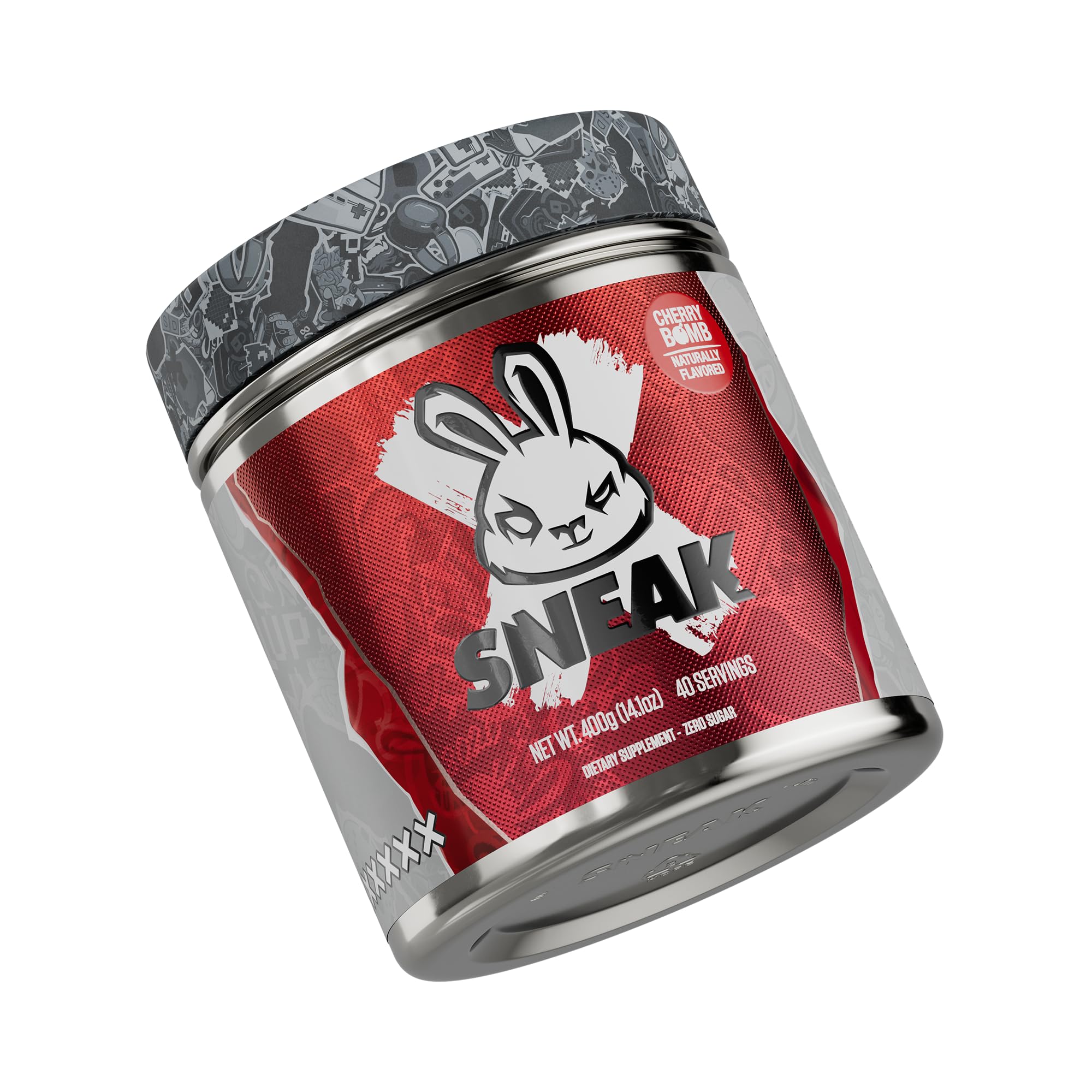 SNEAK Cherry Bomb powder tub for a sugar-free energy boost.
