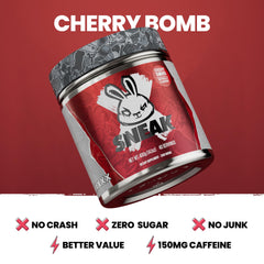 SNEAK Cherry Bomb prepared drink in glass ready for focus moments.