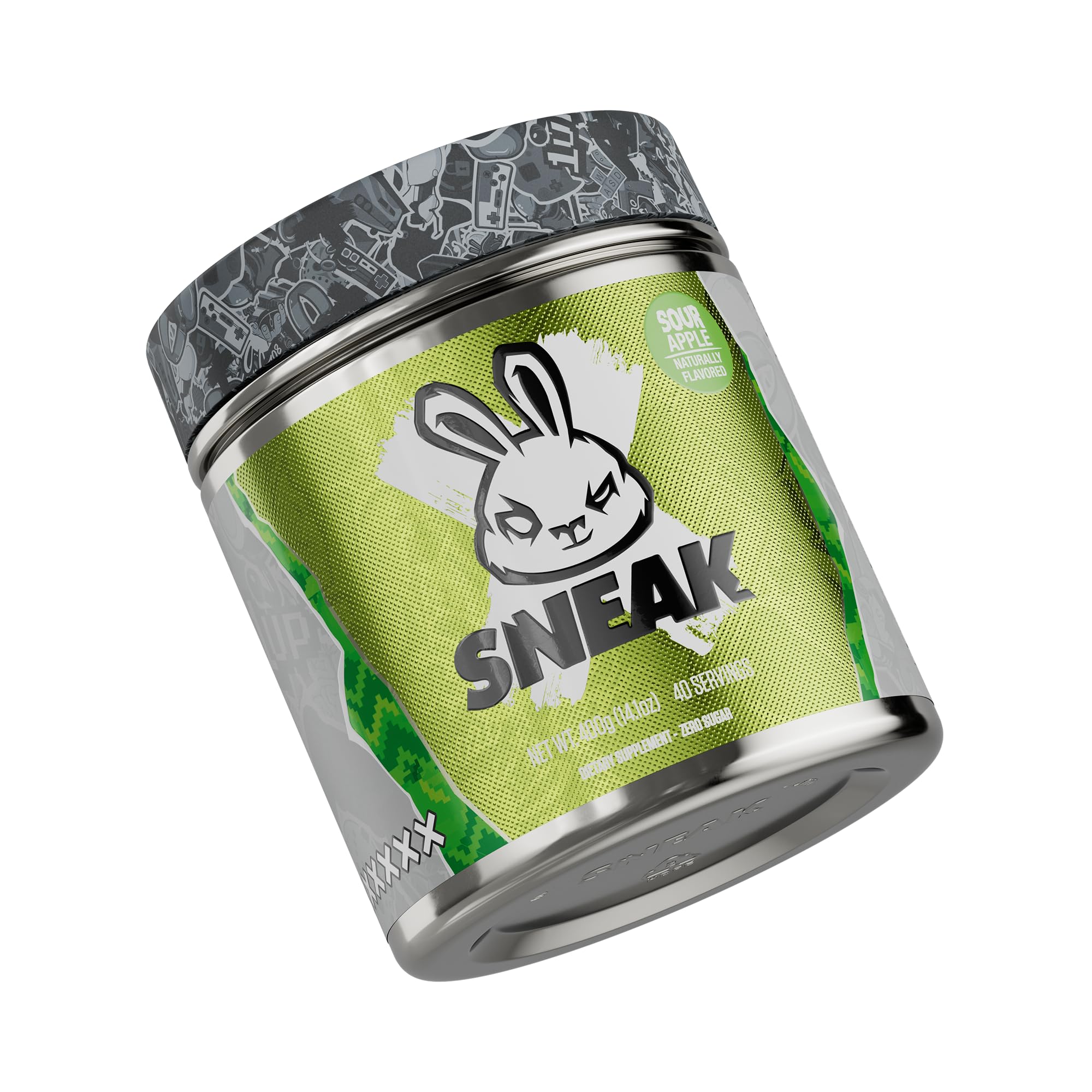 SNEAK Sour Apple energy powder tub front for a clean caffeine boost