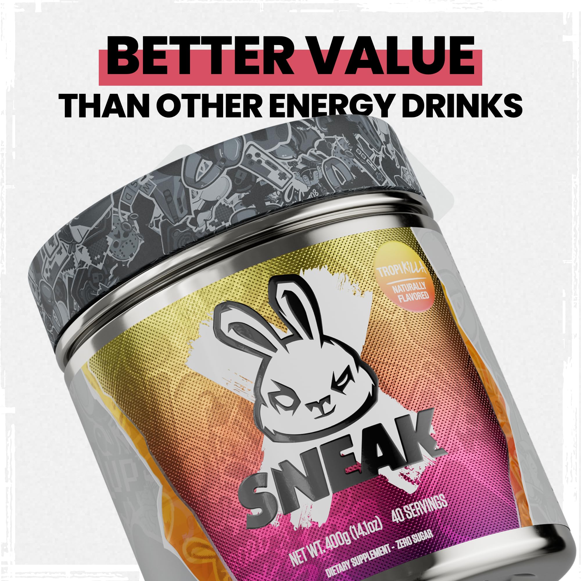 SNEAK Tropikilla mixed drink in glass, no sugar, focus-friendly beverage