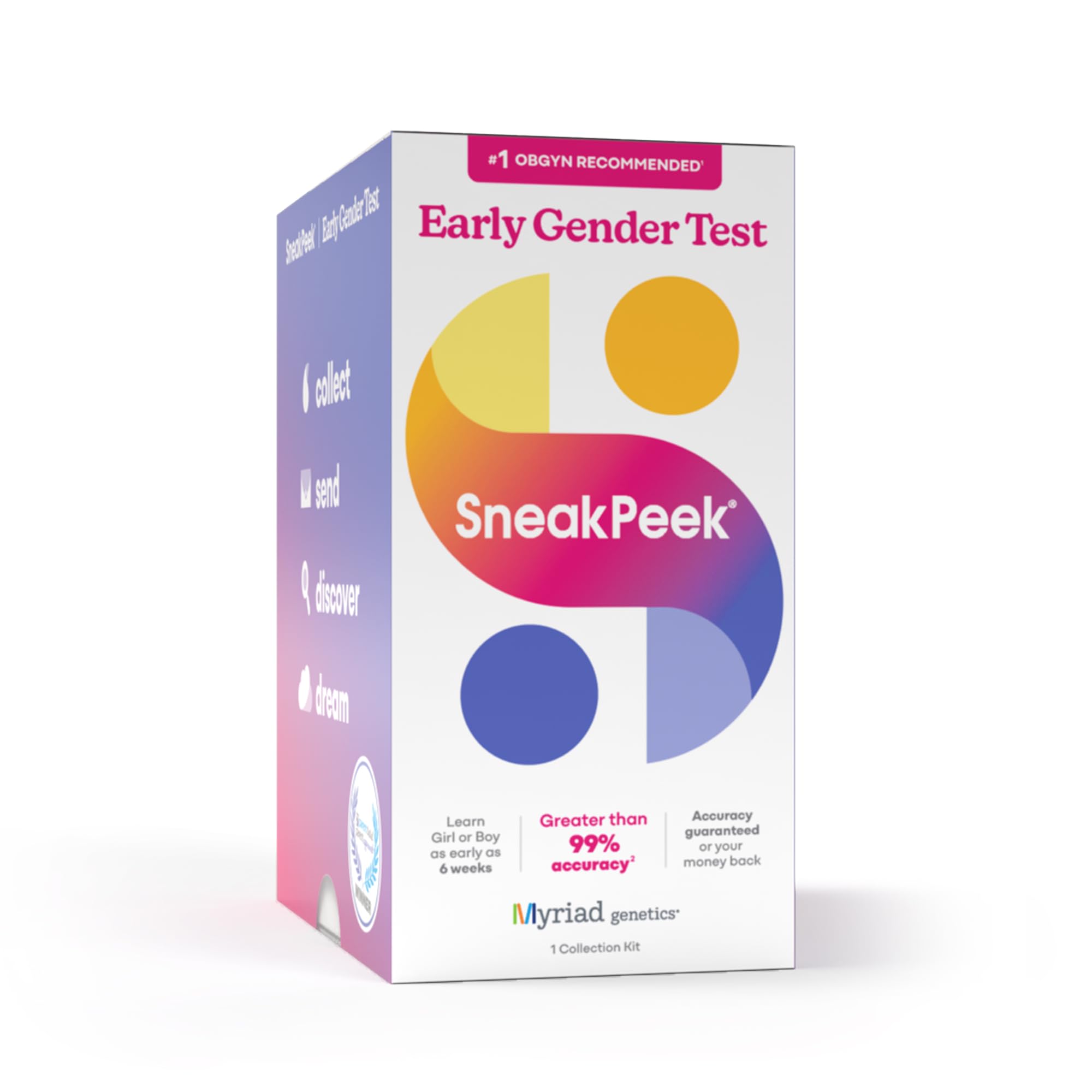 SneakPeek at-home test kit packaging for private, convenient gender planning at home