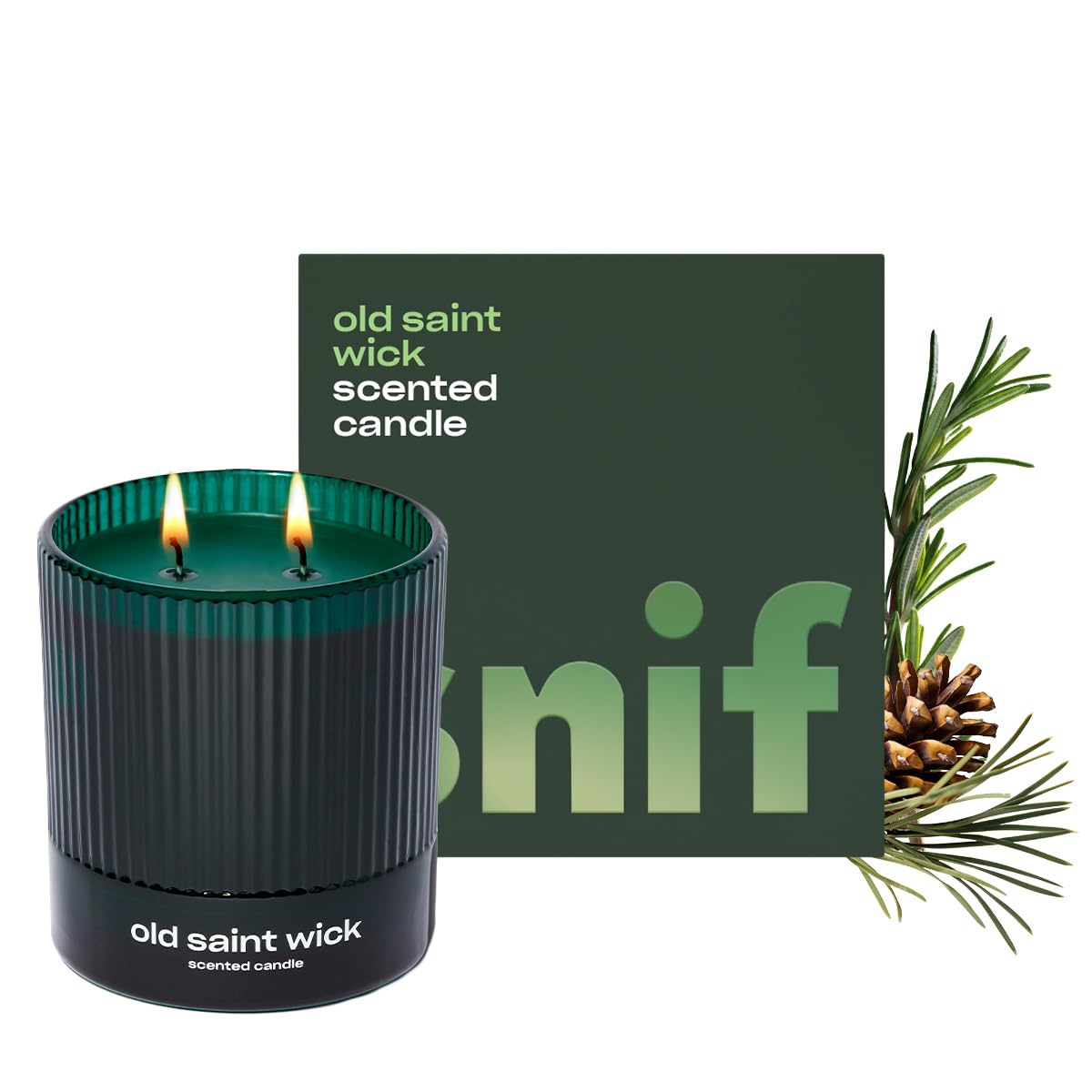 Snif Old Saint Wick candle with a woodsy scent enhancing cozy holiday ambiance