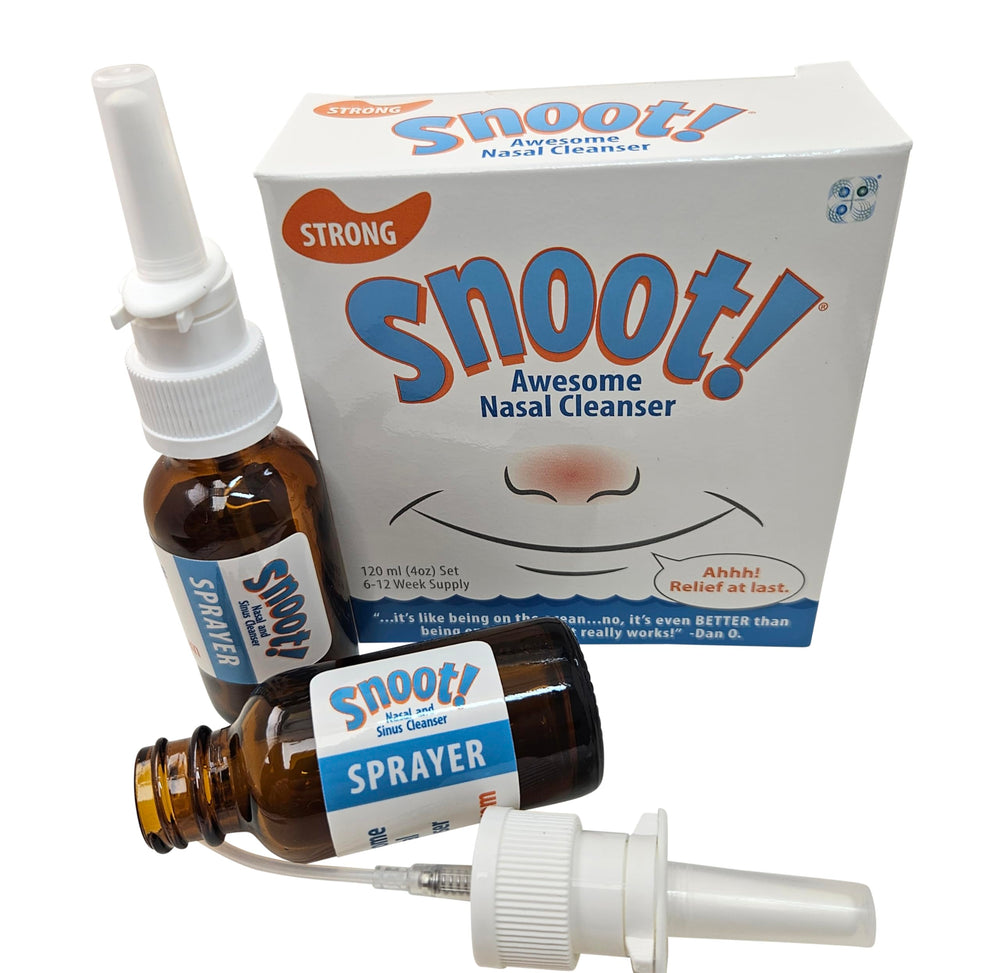 Snoot! strong nasal irrigation kit in use, offering convenient drug-free sinus care on the go.
