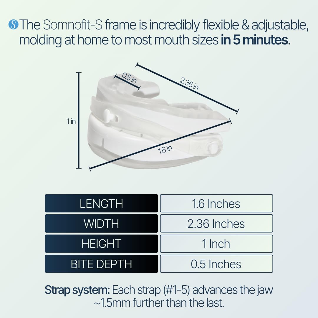 Somnofit-S adjustable strap provides secure, all-night retention.