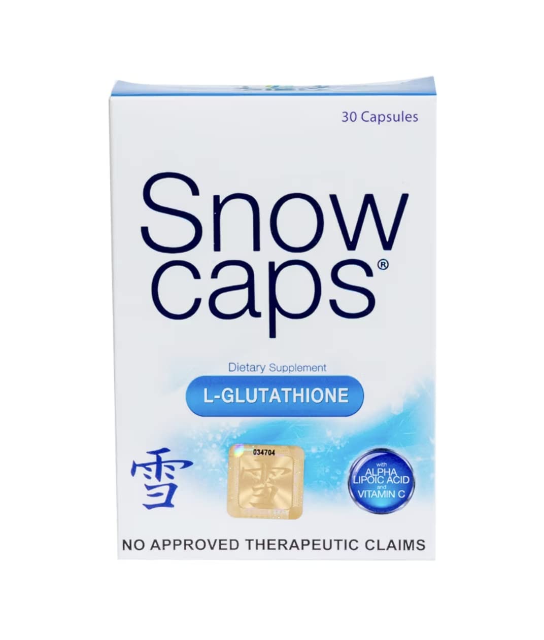 Snow Caps capsules close-up highlighting glossy pills for natural glow.