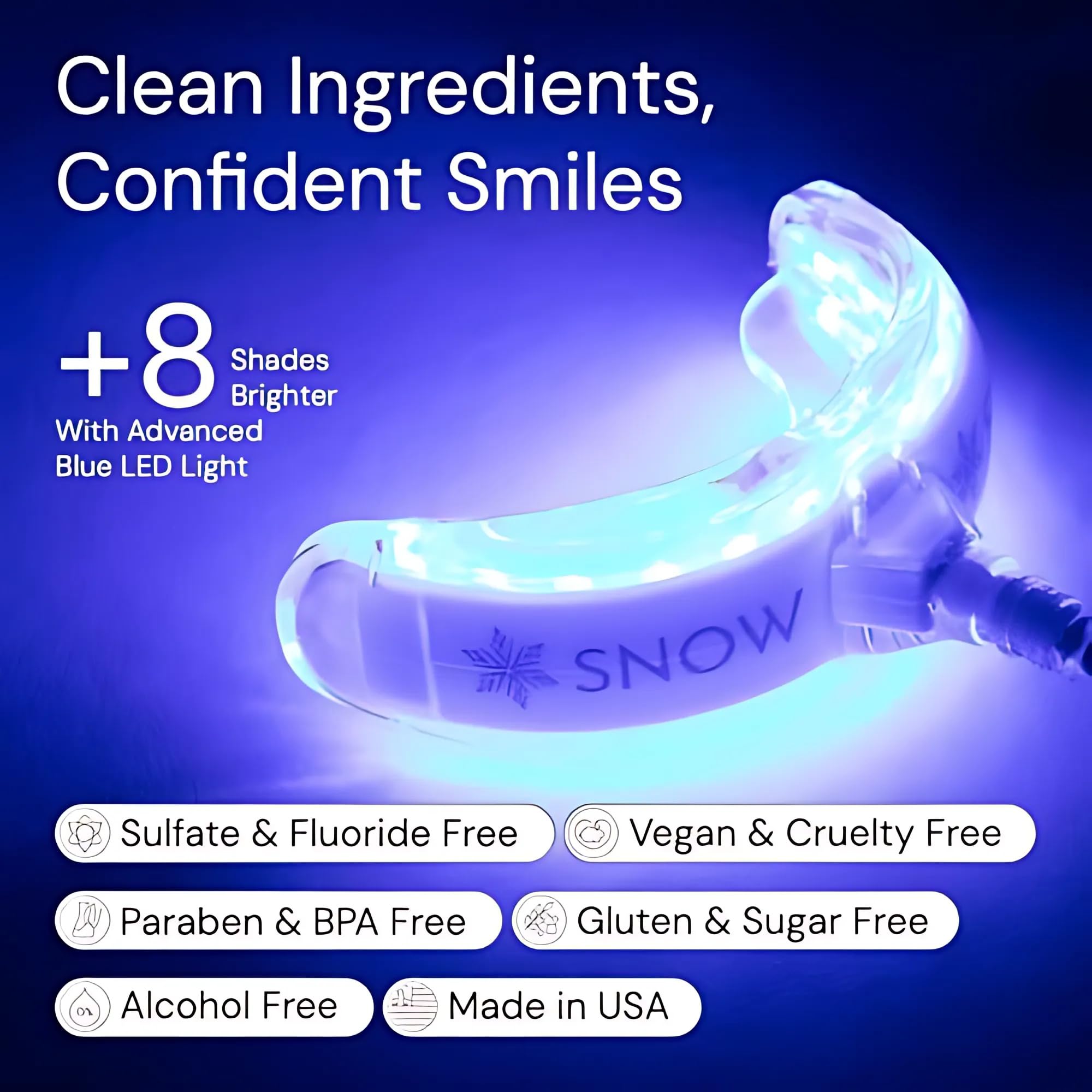 SNOW Diamond LED activation light powering quick whitening sessions at home
