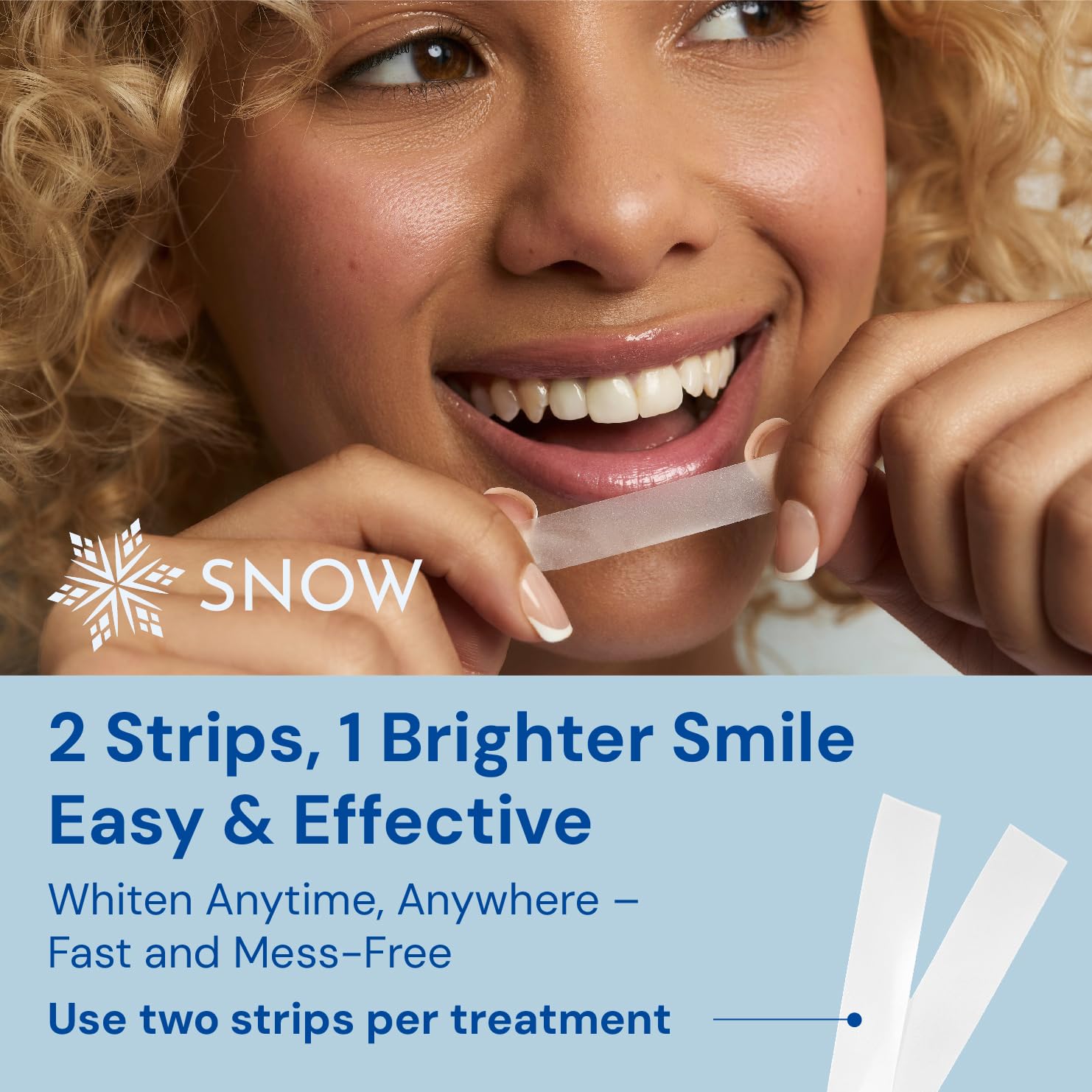 Snow DiamondSeries whitening strips packaging open for use