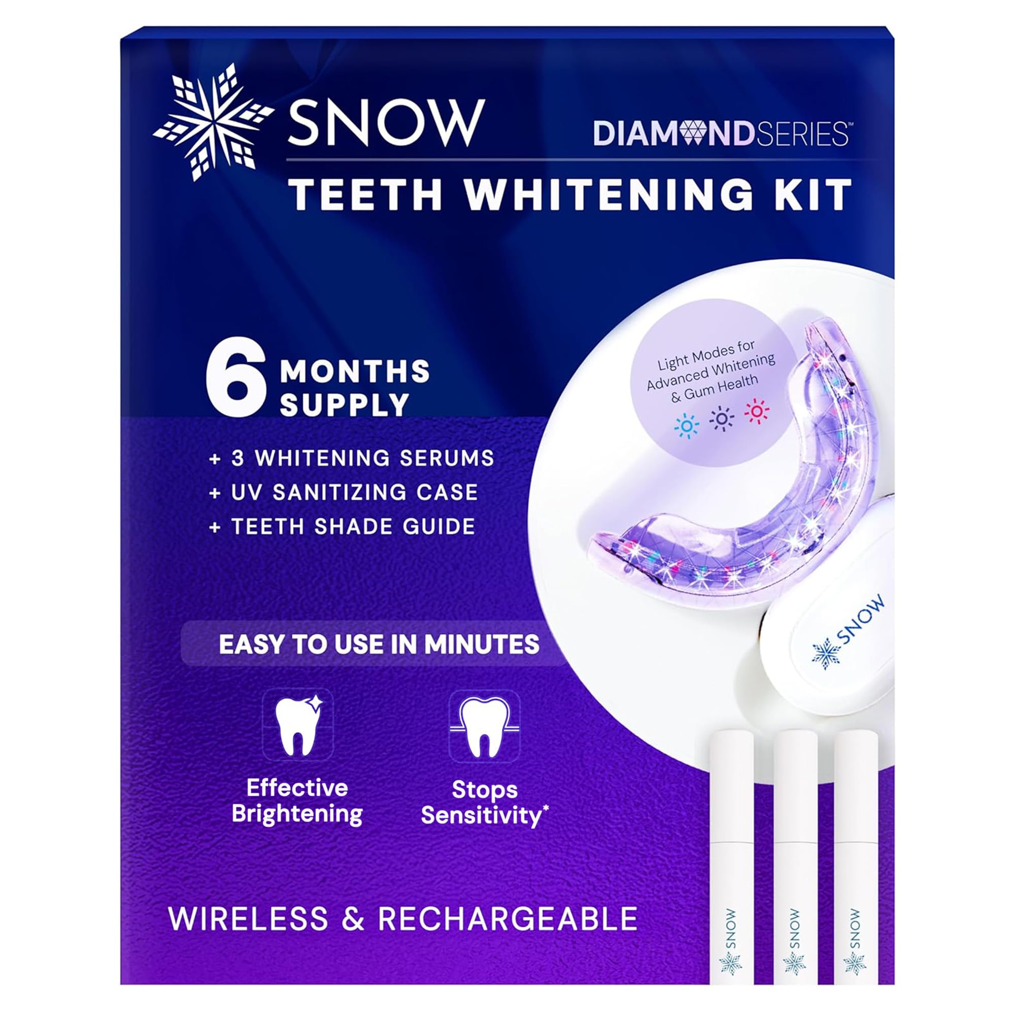 SNOW teeth whitening kit LED mouthpiece for at-home whitening session.