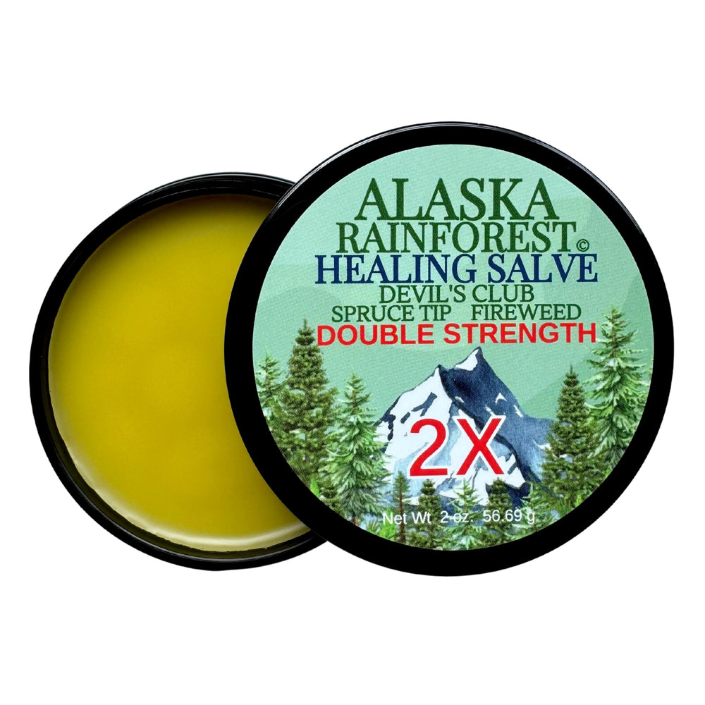 Snowy Summit Alaska Rainforest 2X Salve eases muscle soreness after workouts.